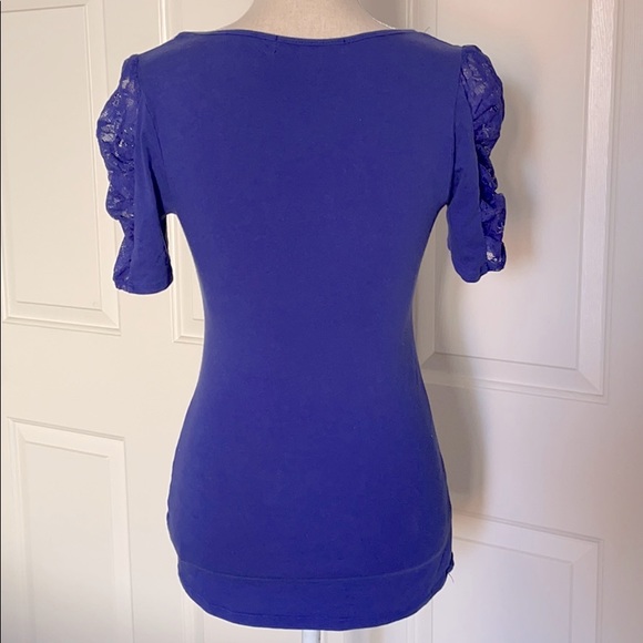 Forever 21 Blue Lace Sleeve Top! - Picture 3 of 5